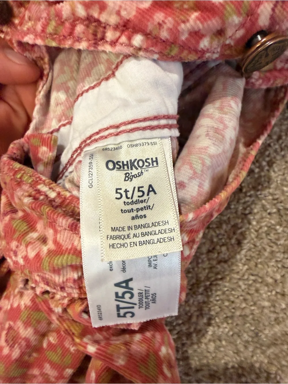 OshKosh Pink Floral Toddler Pinafore with Pocket